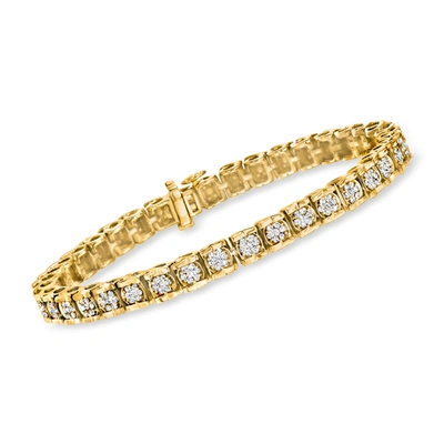 ROSS-SIMONS DIAMOND CLUSTER TENNIS BRACELET IN 18KT GOLD OVER STERLING