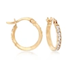 Ross-simons Cz Huggie Hoop Earrings In 14kt Yellow Gold In Gold