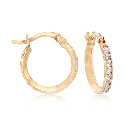 Ross-simons Cz Huggie Hoop Earrings In 14kt Yellow Gold