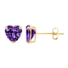 A & M 14k Yellow Gold 6mm Cz Heart Stud Earrings, With Pushback, Women's, Unisex In Purple