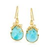 Ross-simons Larimar Octopus Drop Earrings In 18kt Gold Over Sterling In Blue