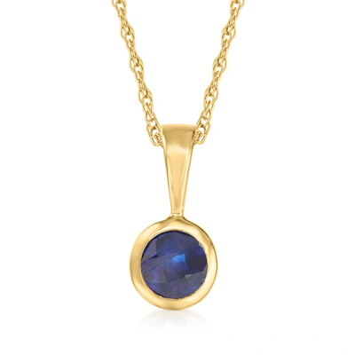 Rs Pure Ross-simons Sapphire Pendant Necklace In 14kt Yellow Gold. 16 Inches In Blue