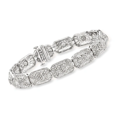 Ross-simons Diamond Vintage-inspired Bracelet In Sterling Silver