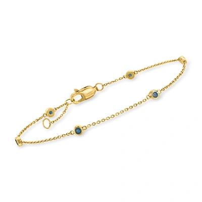 Rs Pure Ross-simons Sapphire Station Bracelet In 14kt Yellow Gold In White