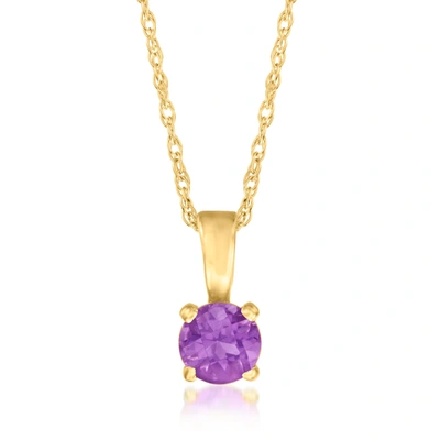 Rs Pure Ross-simons Amethyst Pendant Necklace In 14kt Yellow Gold. 16 Inches In Purple