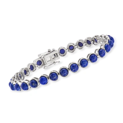 Ross-simons Lapis Tennis Bracelet In Sterling Silver In Blue