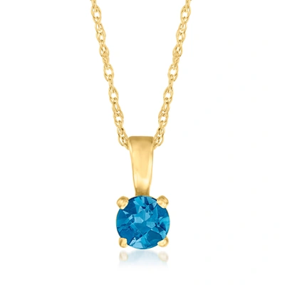 Rs Pure Ross-simons London Blue Topaz Pendant Necklace In 14kt Yellow Gold. 16 Inches