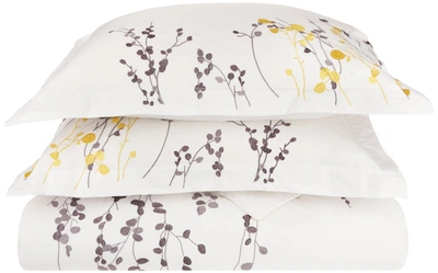 Superior Modern Floral Embroidered Cotton Duvet Cover And Pillow Sham Set In Multi