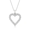 Ross-simons Diamond Open-space Heart Pendant Necklace In Sterling Silver In Silver