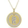 Mimi & Max R Initial Diamond Accent Pendant With Chain In Yellow Plated Sterling Silver In Yellow