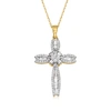 Ross-simons Baguette And Round Diamond Cross Pendant Necklace In 14kt Yellow Gold In White