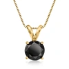 Ross-simons Black Diamond Solitaire Necklace In 14kt Yellow Gold In Black