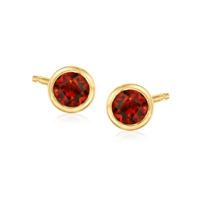 Rs Pure Ross-simons Garnet Stud Earrings In 14kt Yellow Gold In Red