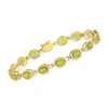 Ross-simons Oval Bezel-set Peridot Bracelet In 14kt Yellow Gold In Gold
