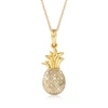 Ross-simons 14kt Yellow Gold Pineapple Pendant Necklace With Diamond Accents In Gold