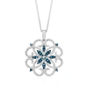 Ross-simons Blue And White Diamond Scrolling Medallion Pendant Necklace In Sterling Silver In Blue