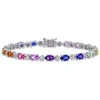 Mimi & Max 9 7/8ct Tgw Multi-color Created Sapphire And Diamond-accent Tennis Bracelet In Sterling Silver In Multi