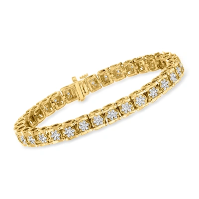 Ross-simons Diamond Cluster Tennis Bracelet In 18kt Gold Over Sterling