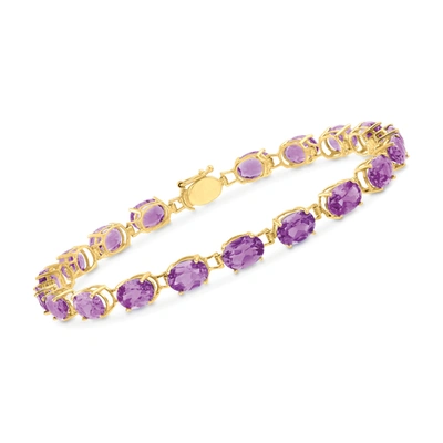 Ross-simons Oval Amethyst Bracelet In 14kt Yellow Gold In Multi