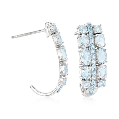 Ross-simons Aquamarine And . Swiss Blue Topaz Earrings In Sterling Silver