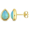Mimi & Max 2 1/5ct Tgw Pear-cut Ethiopian Blue Opal Stud Earrings In 10k Yellow Gold In Blue
