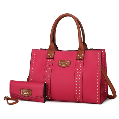 Mkf Collection By Mia K Davina Vegan Leather Women's Tote Bag With Wallet In Pink