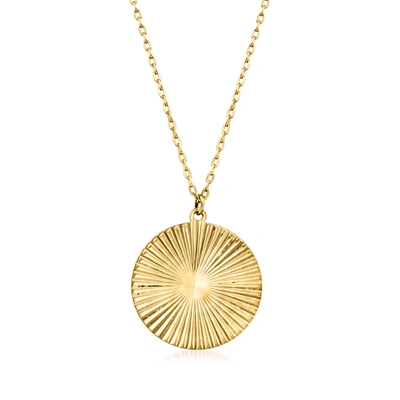Rs Pure By Ross-simons Italian 14kt Yellow Gold Starburst Circle Necklace