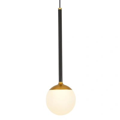 Vonn Lighting Capri Vcp2101bl 5" 1-light Integrated Led Height Adjustable Pendant Lighting With Glass Shade In Bla