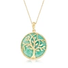 Ross-simons Amazonite Tree Of Life Pendant Necklace In 14kt Yellow Gold In Blue