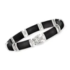 Ross-simons Black Agate "good Fortune" Bracelet In Sterling Silver In Black