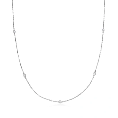 Ross-simons Bezel-set Diamond Station Necklace In Sterling Silver In White
