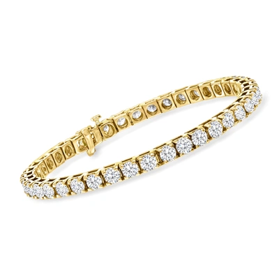 Ross-simons Diamond Tennis Bracelet In 14kt Yellow Gold In White