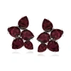 Ross-simons Garnet Cluster Earrings In Sterling Silver In Red