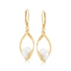 Ross-simons 8.5-9mm Cultured Pearl Twisted Drop Earrings In 14kt Yellow Gold In White