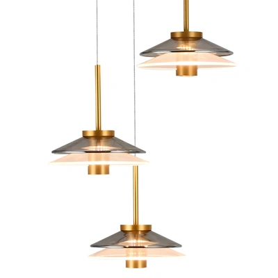 Vonn Lighting Ferrara Vap2323ab 16" 3-light Integrated Led Pendant Lighting Height Adjustable Chandelier In Antiqu