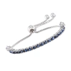 Ross-simons Sapphire Bolo Bracelet With White Zircon Accents In Sterling Silver In Silver