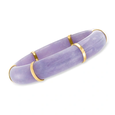 Ross-simons Purple Jade Bangle Bracelet With 14kt Yellow Gold