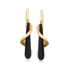 Ross-simons Elongated Black Onyx Teardrop Spiral Earrings In 14kt Yellow Gold In Black