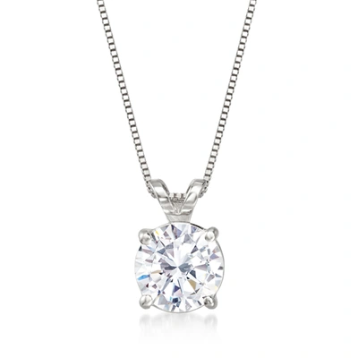 Ross-simons Diamond Solitaire Necklace In 14kt White Gold In Silver