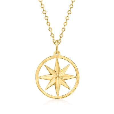 Rs Pure Ross-simons Italian 14kt Yellow Gold North Star Necklace In White