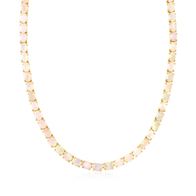 Ross-simons Ethiopian Opal Tennis Necklace In 18kt Gold Over Sterling In White
