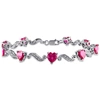 Mimi & Max Diamond And 9 1/10ct Tgw Heart Shaped Created Ruby Bracelet In Sterling Silver In Red