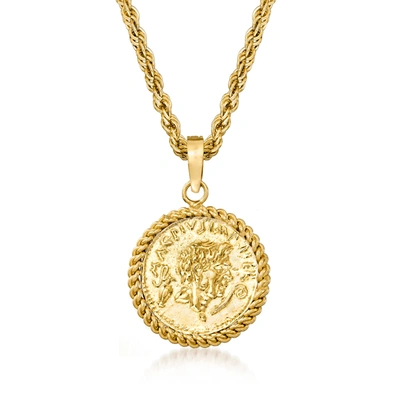 Ross-simons Replica Coin Pendant Necklace In 18kt Gold Over Sterling