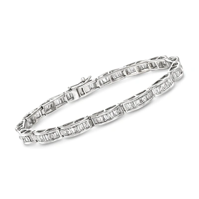 Ross-simons Diamond Baguette Bracelet In 14kt White Gold In Silver