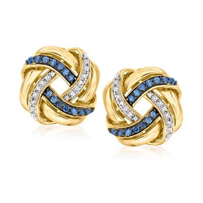 Ross-simons Sapphire And . Diamond Love Knot Earrings In 18kt Gold Over Sterling In Silver