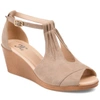 Journee Collection Kedzie Womens Faux Suede Ankle Strap Wedges In Brown