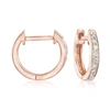 Ross-simons Diamond Huggie Hoop Earrings In 14kt Rose Gold In Pink