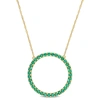 MIMI & MAX WOMEN'S 7/8CT TGW CREATED EMERALD OPEN CIRCLE PENDANT WITH CHAIN IN 10K YELLOW GOLD