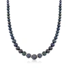 Ross-simons 5-11.5mm Graduated Black Cultured Pearl Necklace With . Diamonds And Sterling Silver In Silver