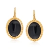Ross-simons 8x6mm Black Onyx Drop Earrings In 14kt Yellow Gold In Black